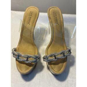 Cape Robbin Seraphine Clear Rhinestone Platform Stilettos, Clear 6’ heels, SZ 9